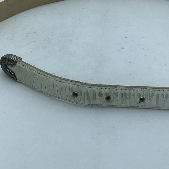 Brighton Reptile Look Tan/White Belt with Silver Buckle and Embellishments - Picture 7 of 9